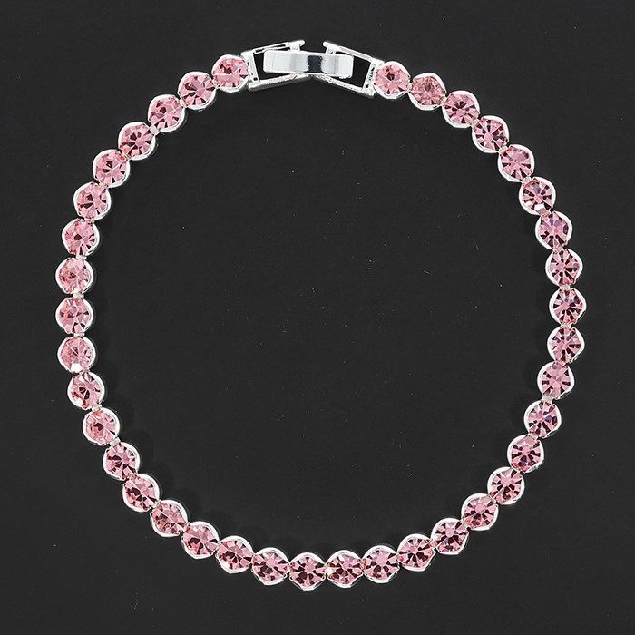 All That Bling Silver Plated Tennis Bracelet Pink