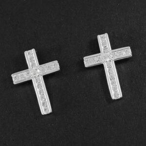 Sparkle Cross Silver Plated Stud Earrings
