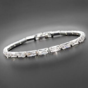 All That Bling Baguette Silver Plated Tennis Bracelet by Equilibrium
