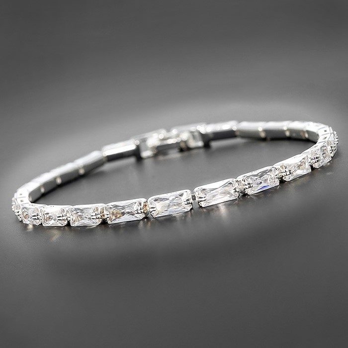 All That Bling Baguette Silver Plated Tennis Bracelet by Equilibrium