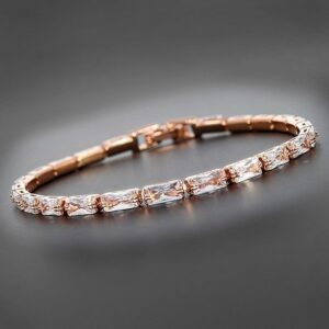 All That Bling Baguette Rose Gold Plated Tennis Bracelet