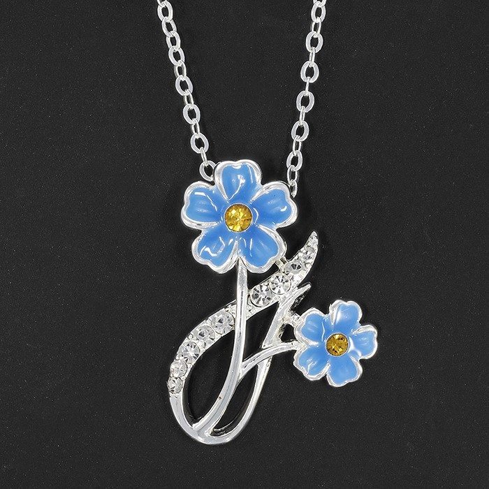 Equilibrium Forget Me Not Elegant Silver Plated Necklace