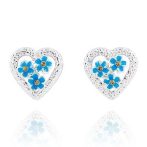 Equilibrium Forget Me Not Silver Plated Heart Earrings