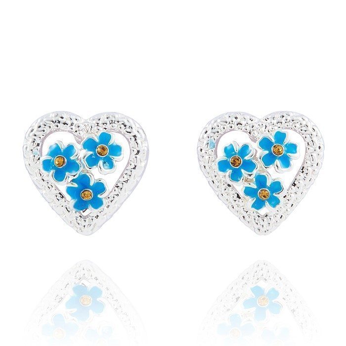 Equilibrium Forget Me Not Silver Plated Heart Earrings