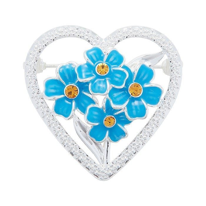 Equilibrium forget Me Not Silver Plated Heart Brooch