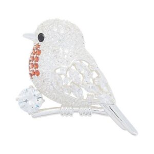 Equilibrium Robins Appear Sparkle Silver Plated Brooch