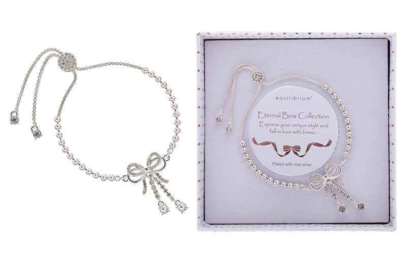 Eternal Bow Double Sparkle Bow Silver Plated Friendship Bracelet - Image 2