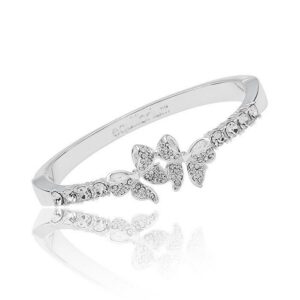 Eternal Bow Two Sparkle Bows Silver Plated Bangle