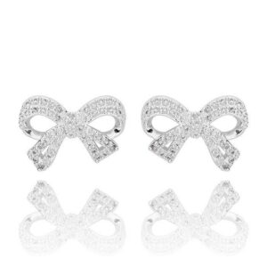 Eternal Bow Sparkle Bow Silver Plated Stud Earrings