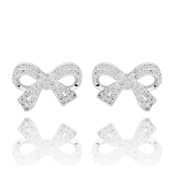 Eternal Bow Sparkle Bow Silver Plated Stud Earrings
