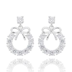 Eternal Bow Circle Bow Silver Plated Earrings