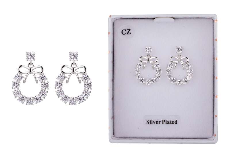 Eternal Bow Circle Bow Silver Plated Earrings - Image 2