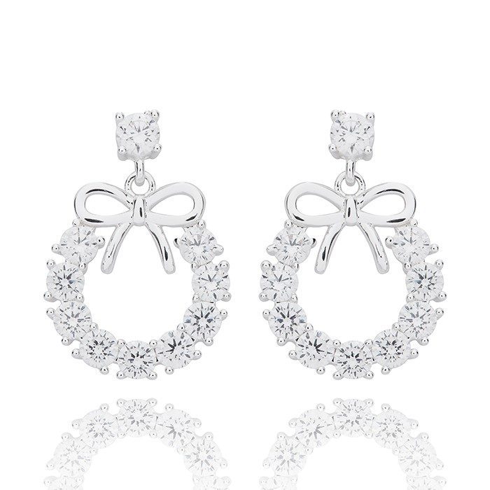 Eternal Bow Circle Bow Silver Plated Earrings
