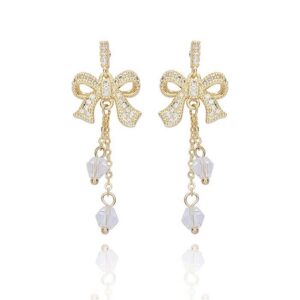 Eternal Bow Dangly Bow Gold Plated Earrings