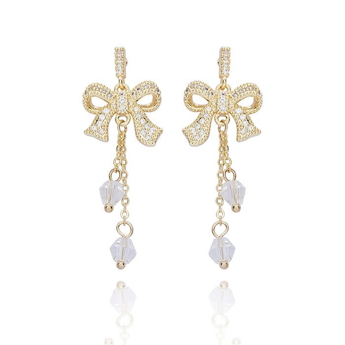 Eternal Bow Dangly Bow Gold Plated Earrings