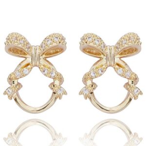 Eternal Bow Entwinded Oval Bow Silver Plated Earrings