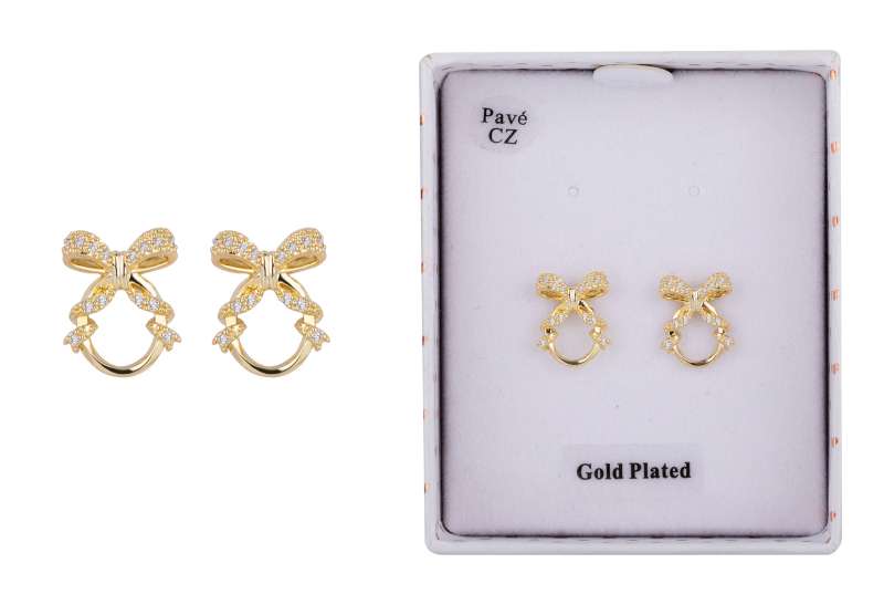 Eternal Bow Entwinded Oval Bow Silver Plated Earrings - Image 2