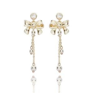 Eternal Bow Waterfall Bow Gold Plated Earrings