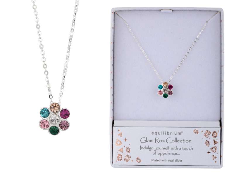 Glam Rox Elegant Flower Silver Plated Necklace - Image 2