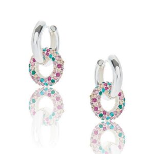 Equilibrium silver multicolour crystal hoop earrings