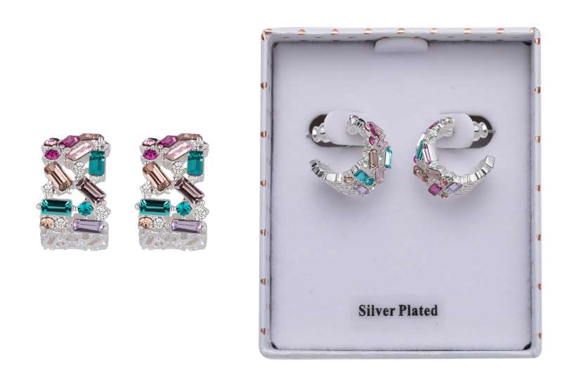 Glam Rox Stylish Silver Plated Hoop Earrings - Image 2