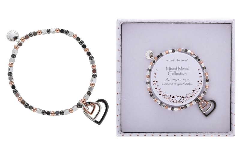 Mixed Metal Triple Heart Bracelet - Image 2