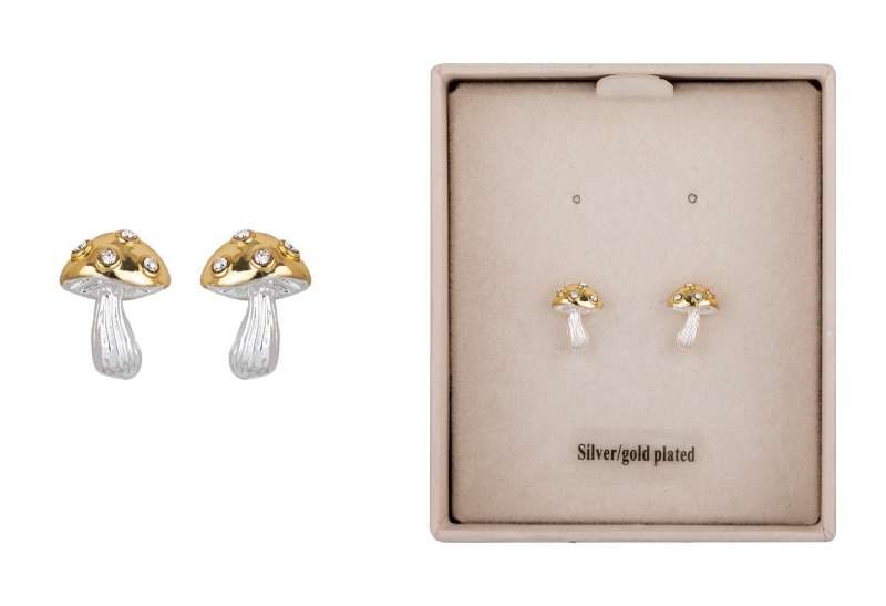 Equilibrium Back To Nature Two Tone Mushroom Earrings - Image 2