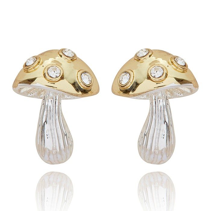 Equilibrium Back To Nature Two Tone Mushroom Earrings