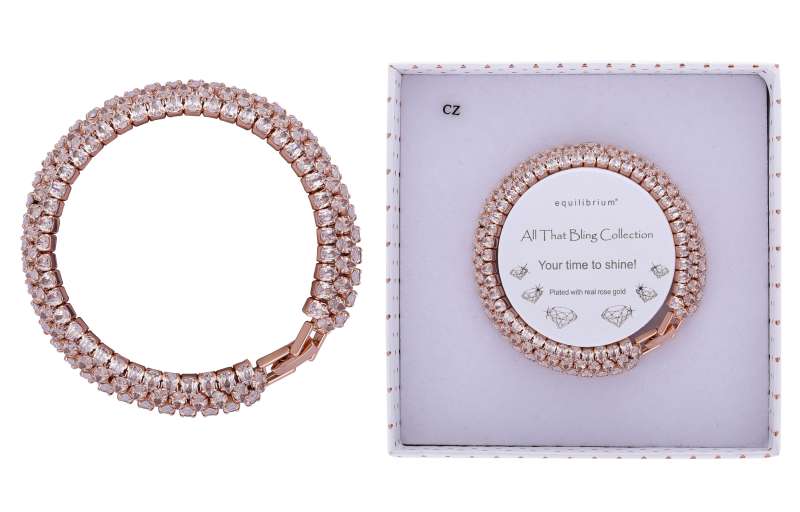 Bling Glam & Glitz Rose Gold Plated Bracelet - Image 2