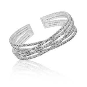 Bling Crossover Silver Plated Cuff Bangle by Equilibrium