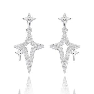 Equilibrium Celestial Modern Star Silver Plated Earrings
