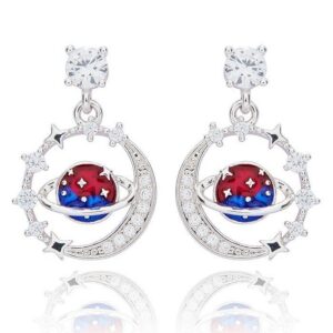 Celestial Planet Silver Plated Earrings BY Equilibrium