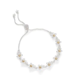 Filigree Two Tone Daisies Bracelet
