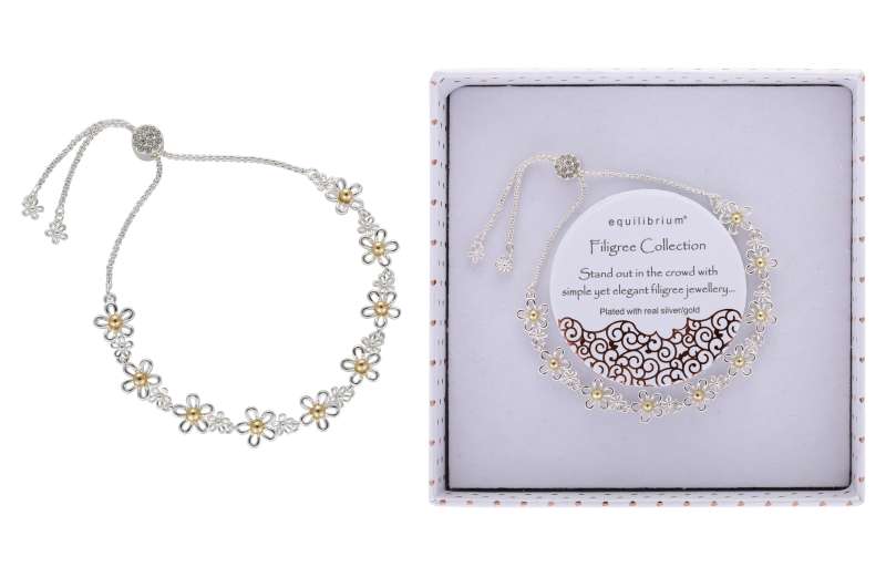 Filigree Two Tone Daisies Bracelet - Image 2