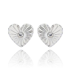 Te Amo Vignette Heart Silver Plated Earrings