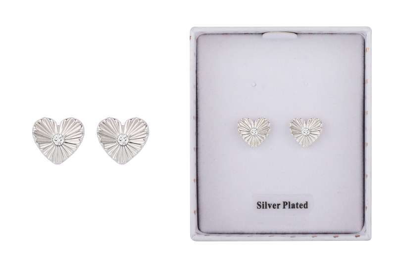 Te Amo Vignette Heart Silver Plated Earrings - Image 2