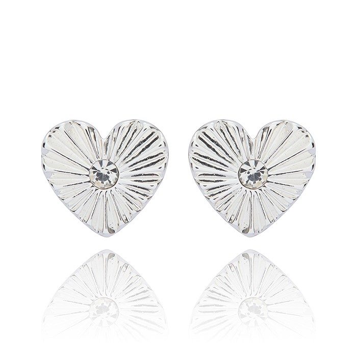 Te Amo Vignette Heart Silver Plated Earrings
