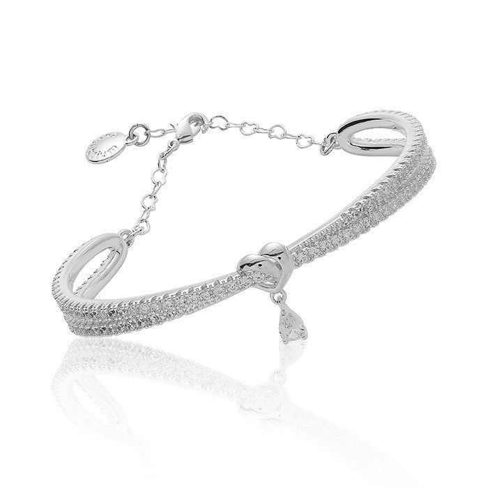 Te Amo Flexi Heart Silver Plated Bangle BY Equilibrium