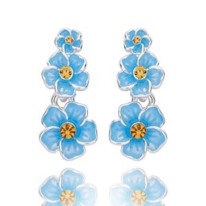 Equilibrium Silver Plated Forget Me Not trio Flower Drop Earrings