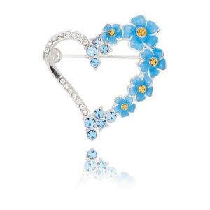 Equilibrium Forget Me Not Modern Heart Silver Plated Brooch