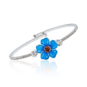 Equilibrium Forget Me Not Framed Silver Plated Bangle