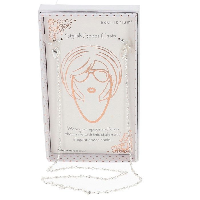Equilibrium Modern Silver Plated Specs Chain Hearts