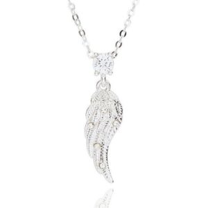Guardian Angel Pretty Sparkle Silver Plated Wing Necklace