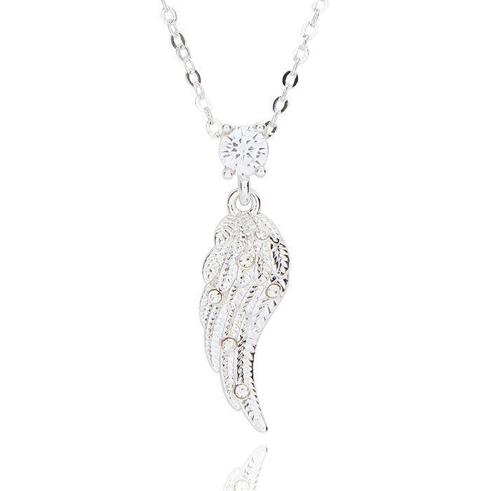 Guardian Angel Pretty Sparkle Silver Plated Wing Necklace