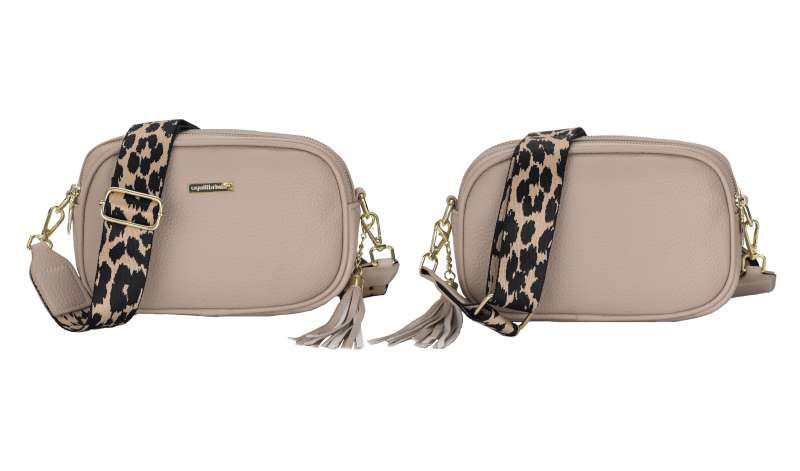 Cross Body Shoulder Bag Two Zips Cream - Image 2