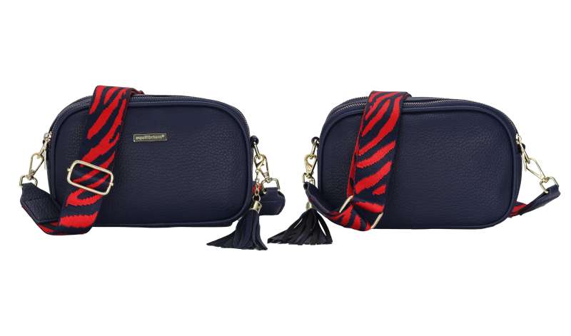 Cross Body Shoulder Bag Two Zips Navy - Image 2