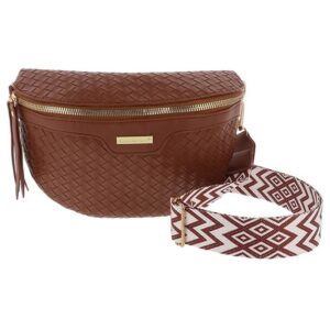 Cross Body Woven Look Bum Bag Tan