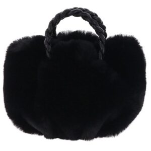 Faux Fur Striped Tote Handbag – Black by Equilibrium