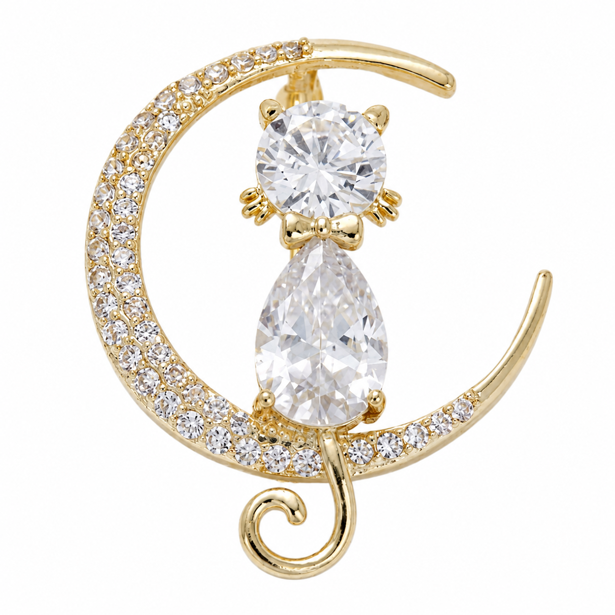 Equilibrium Cat On The Moon Gold Plated Brooch