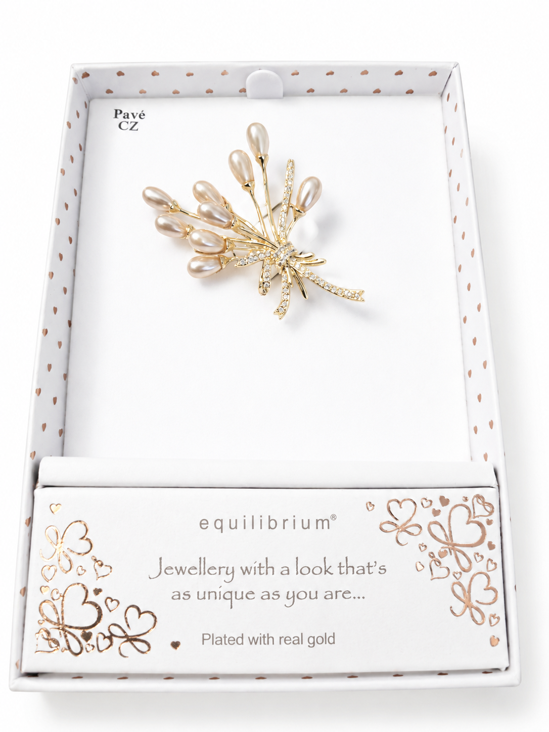 Equilibrium Imitation Pearl Bouquet Gold Plated Brooch